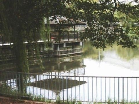 散歩をするのに最適な、池がある大きな公園が近くにある。春には桜が満開に咲くなど、季節によってさまざまな楽しみがある。
