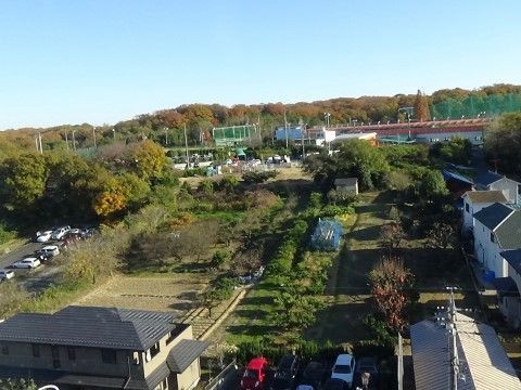 畑や森などを見ることのできる、当施設からの天気のいい日の風景