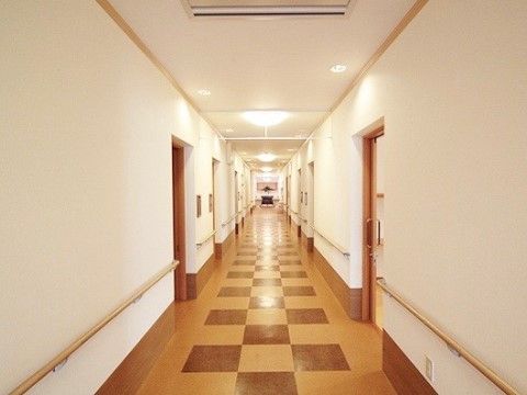 「ゴールドエイジエフ」の廊下。歩行をサポートする手すりが設置されている。