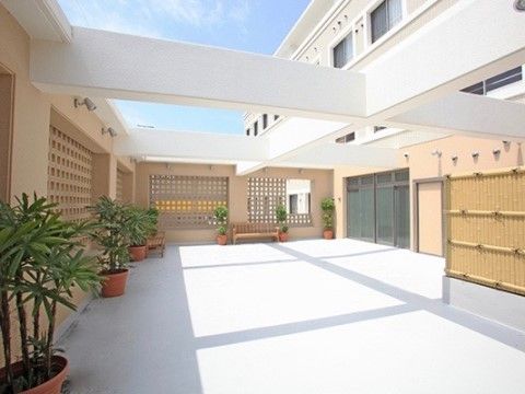 観葉植物が設置された玄関