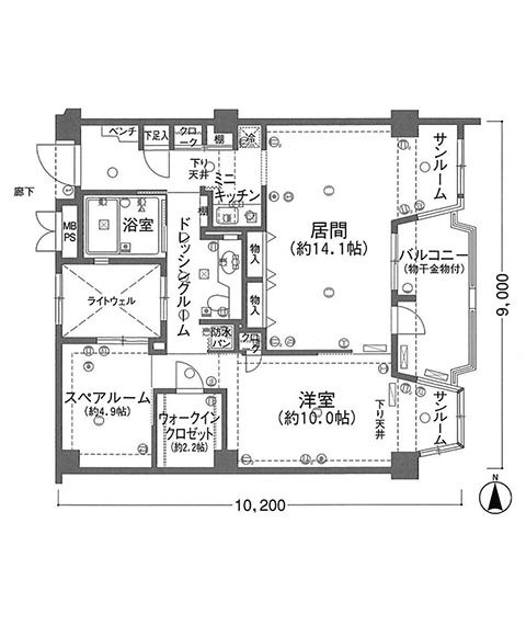 ソノラス・コート茅ケ崎のHタイプの間取り図