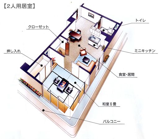 ケアハウス 光の郷の2人用居室の間取り図