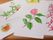 バラや栗などの草花、実を描いた水彩画。