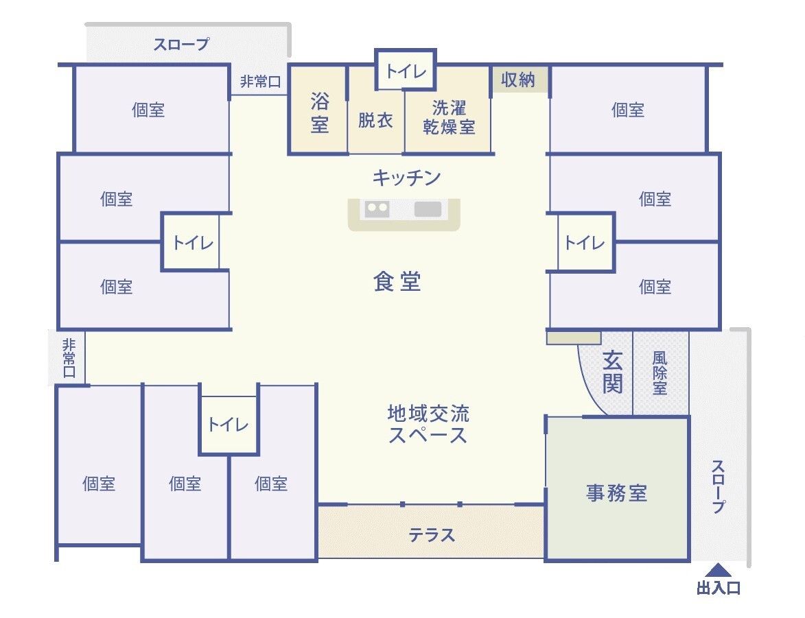 グループホーム ありがとうの家小新保のフロアマップ