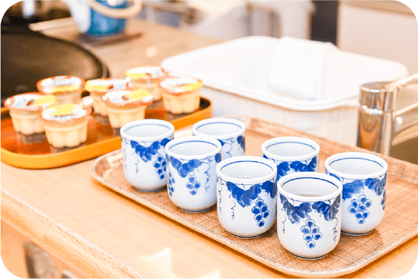 お茶セットの配膳エリア