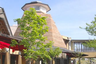 緑に囲まれた建物外観