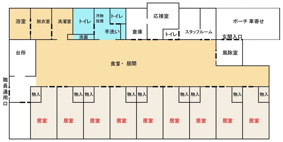 グループホーム 菜の花苑 1号館の1号館のフロアマップ