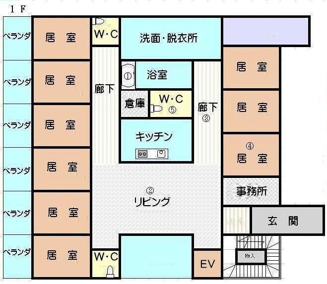 グループホーム フレンズハウス古新町の1Fのフロアマップ