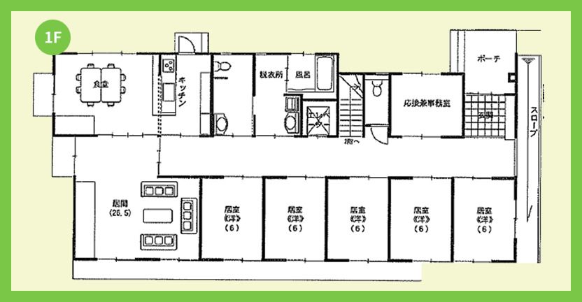 グループホーム 陽だまり寿の家の1Ｆのフロアマップ