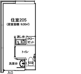 なごみの家鳳中町のお一人部屋 居室タイプAの間取り図