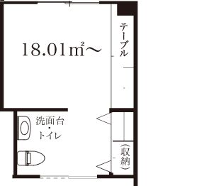 サービス付き高齢者向け住宅 なごみの家のお一人部屋 居室タイプBの間取り図