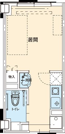 せいふう多賀城駅前の基本居室（単身向け）の間取り図