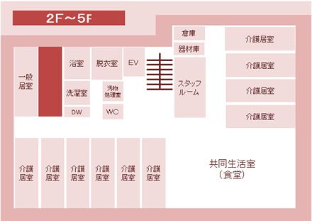 あいハート離宮前の2～5Ｆのフロアマップ