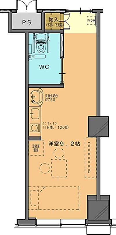 ウエルガーデンエミナース春日部のAタイプの間取り図