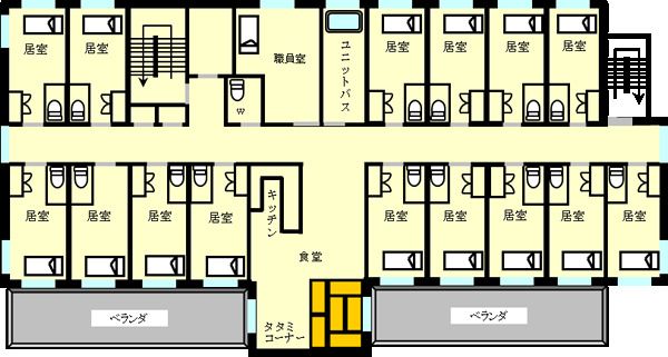 住宅型有料老人ホーム ヴィラ・カワイの2・3Ｆ：有料老人ホームのフロアマップ