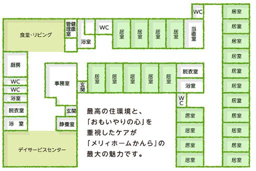 住宅型有料老人ホーム メリィホームかんらのフロアマップのフロアマップ