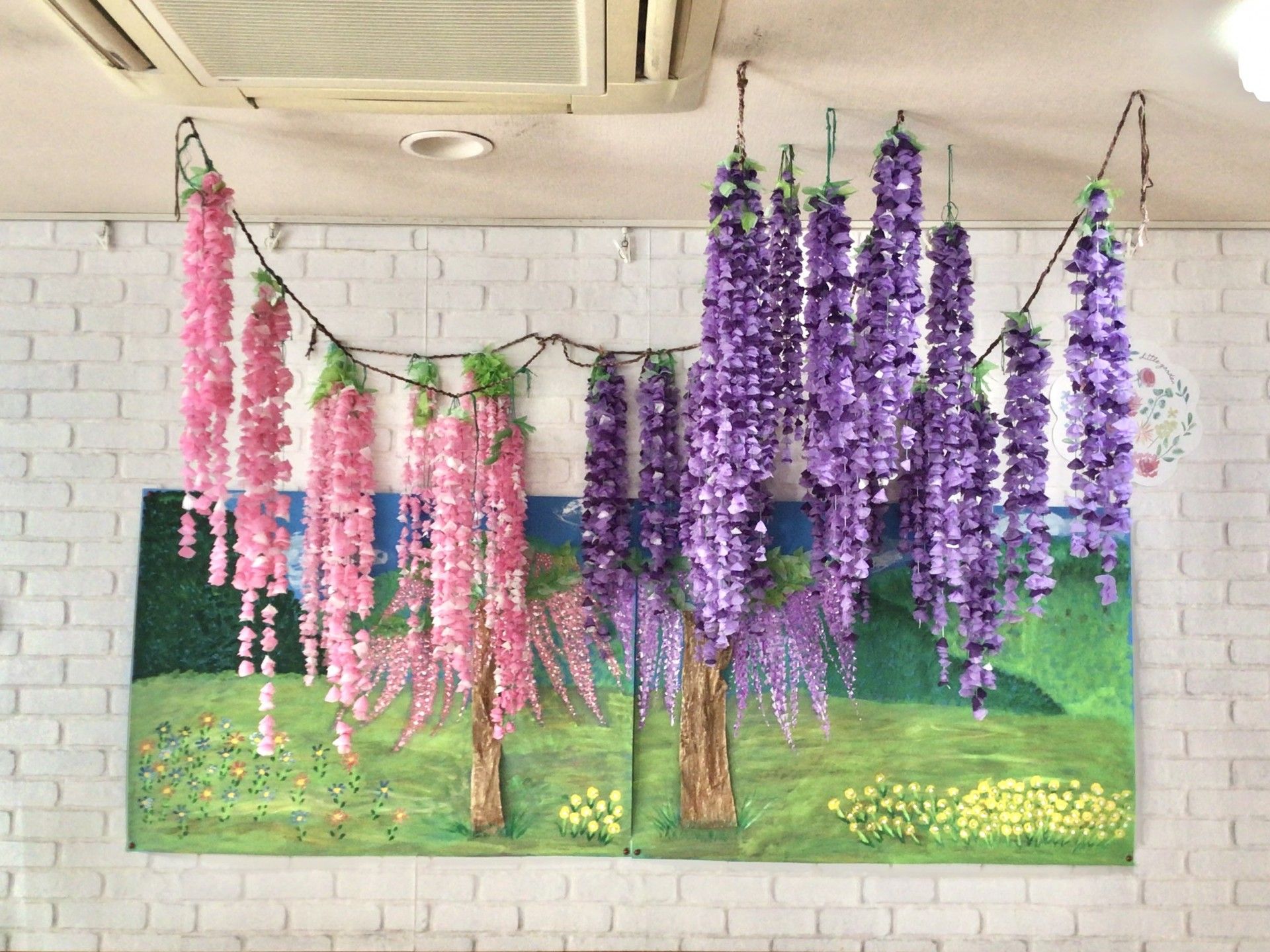 紫陽花と藤の壁飾り