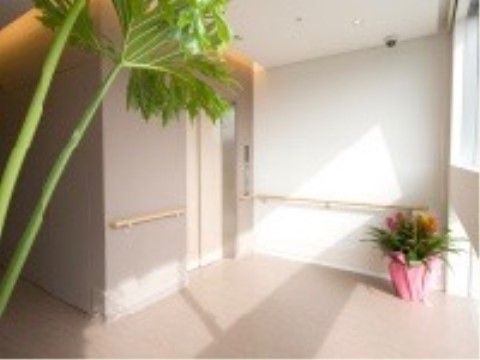 「ウィステリア新上橋」のエレベーター。エレベーター相手正面も、窓になっているので景色が一望できる。