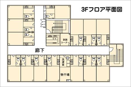 ほのか寺方の3Ｆのフロアマップ