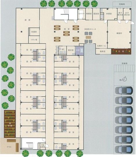 ほのか東住吉の1Fのフロアマップ