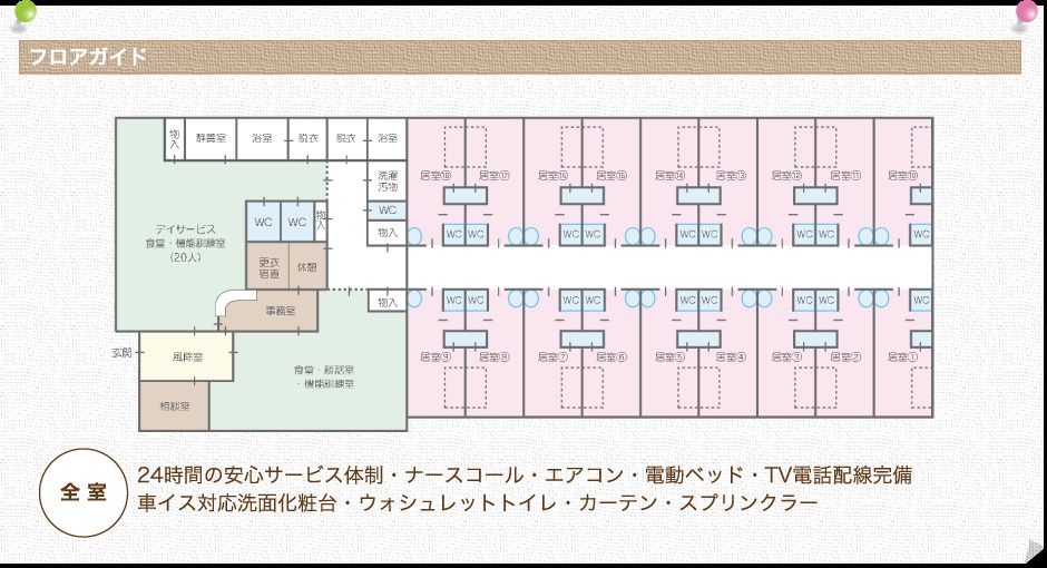 住宅型有料老人ホーム 飛夢歩の里のフロアマップのフロアマップ