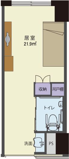 要介護者向け高齢者住宅マザアス札幌の居室の間取り図