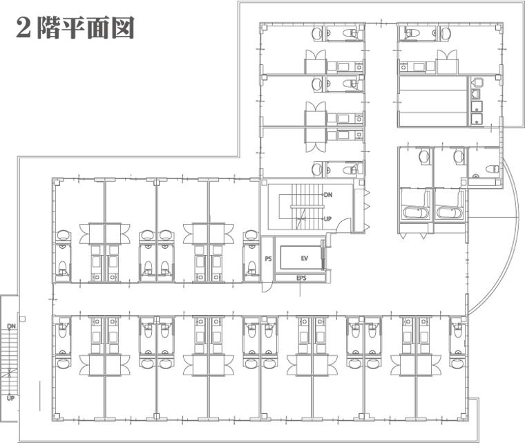 サービス付高齢者向け住宅 あすか箕面の2階のフロアマップ