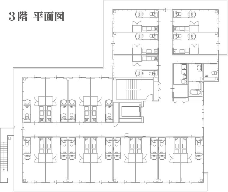 サービス付高齢者向け住宅 あすか箕面の3階のフロアマップ
