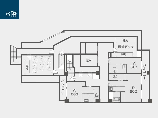 トラストガーデン常磐松の6階のフロアマップ