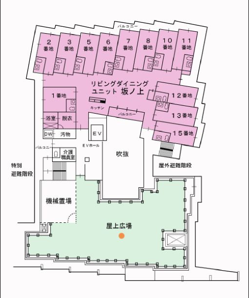 介護付有料老人ホームライフェールの3Fのフロアマップ