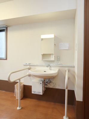 手すりのついた洗面台
