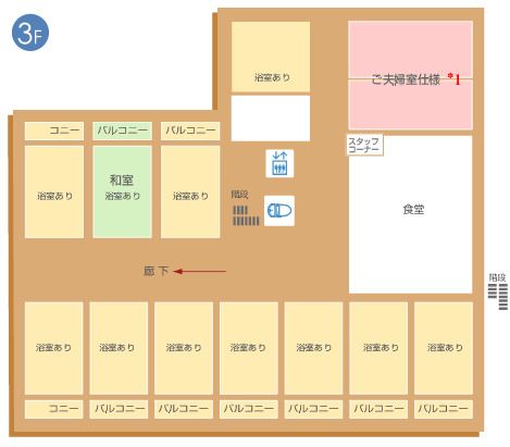 エコハウス三国ヶ丘の3Ｆのフロアマップ