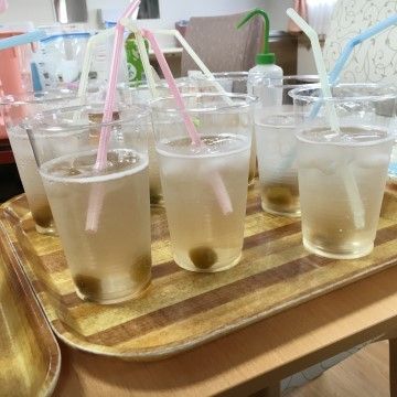 「くみのき苑 北長尾」ブレイクタイム お茶やコーヒーを飲んでリフレッシュしてください。うめジュースをお飲みいただくときもあります。