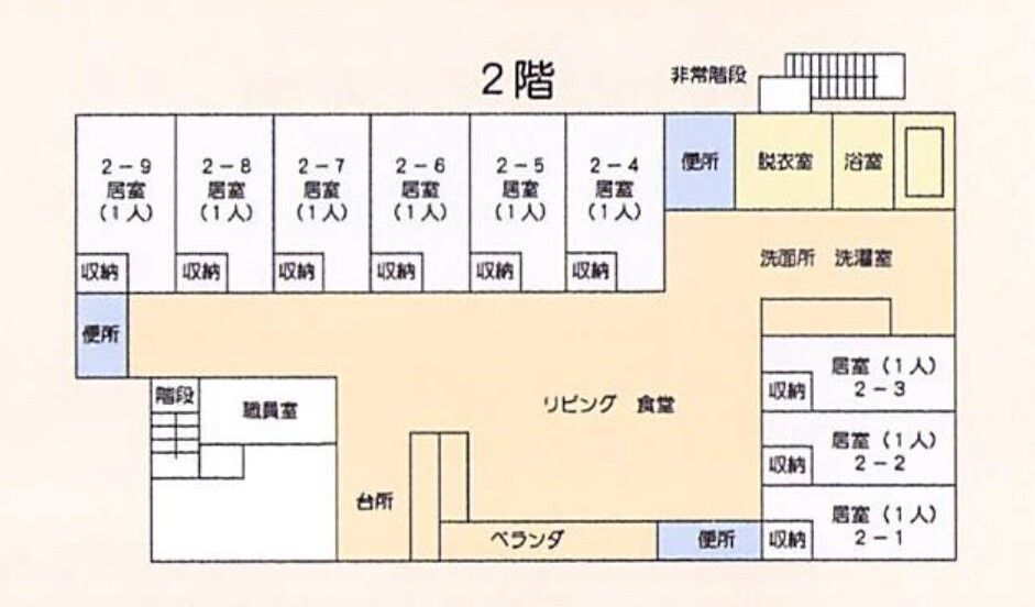 グループホーム 婦中の家の2階のフロアマップ