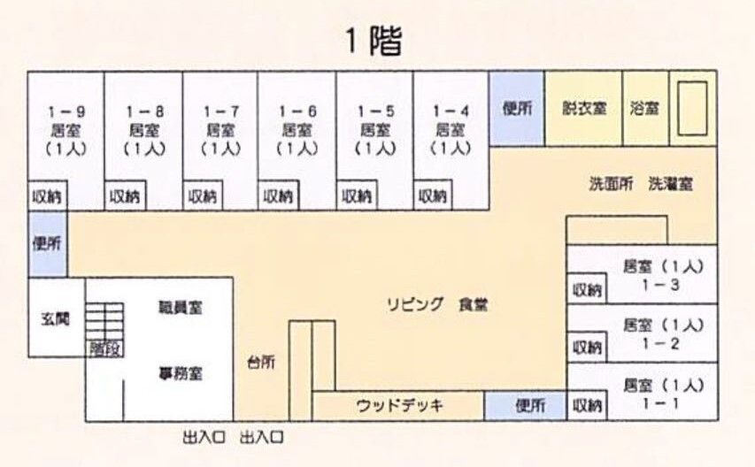 グループホーム 水橋の家の1階のフロアマップ
