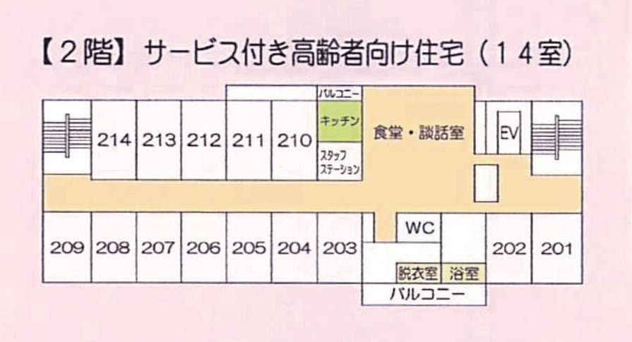 サコージュー金泉寺の2階のフロアマップ