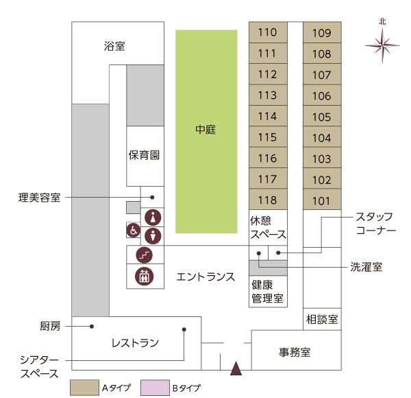 ツクイ・サンシャイン杉並の1Ｆのフロアマップ