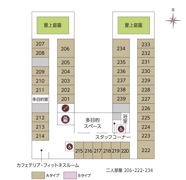 ツクイ・サンシャイン杉並の2Ｆのフロアマップ