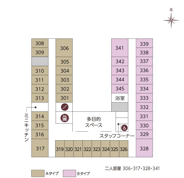 ツクイ・サンシャイン杉並の3Ｆのフロアマップ