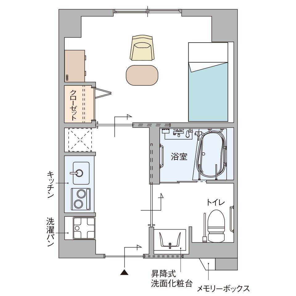 グッドタイム リビング 嵯峨広沢のお一人さまタイプ（ラージ）の間取り図