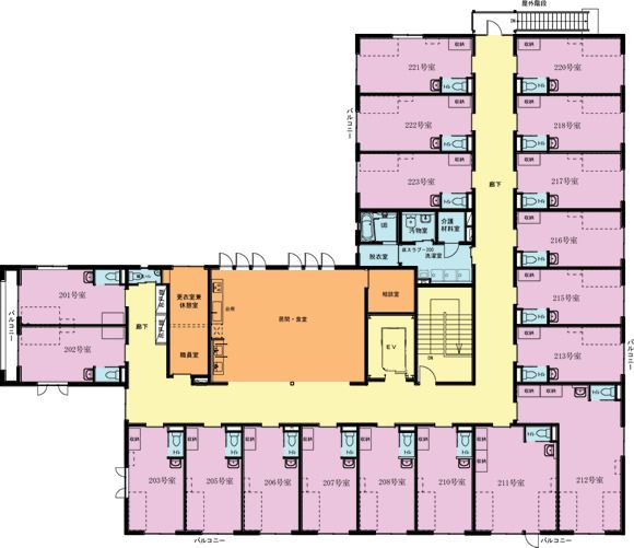 サービス付き高齢者向け住宅 スタイルケア越谷の2Ｆのフロアマップ