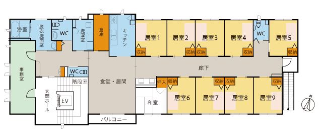 ツクイ湯河原 グループホームのフロアマップ1のフロアマップ