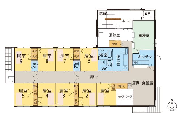 ツクイ静岡川合 グループホームのフロアマップ1のフロアマップ