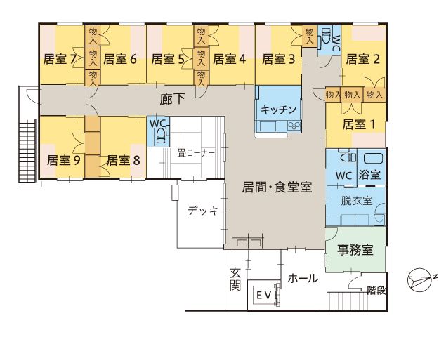 ツクイ堺深阪 グループホームのフロアマップ1のフロアマップ