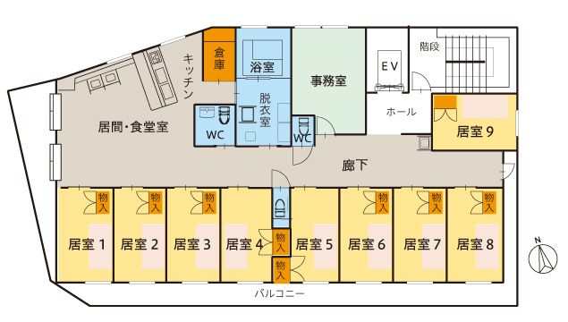 ツクイ津久井浜 グループホームのフロアマップ1のフロアマップ