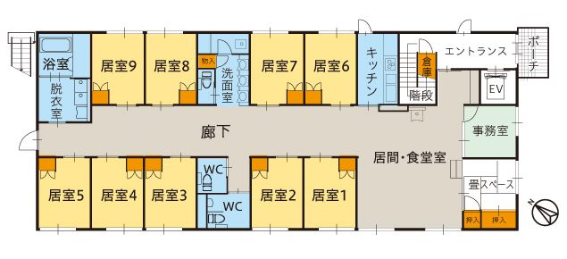 ツクイ佐渡かない グループホームのフロアマップ1のフロアマップ