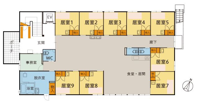 ツクイ新潟姥ヶ山 グループホームのフロアマップ1のフロアマップ
