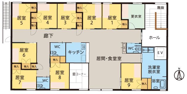 ツクイいわき小名浜 グループホームのフロアマップ1のフロアマップ