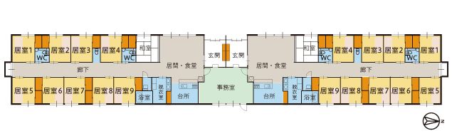 ツクイ石巻大街道 グループホームのフロアマップ1のフロアマップ
