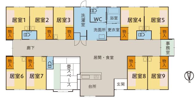 ツクイ袋原 グループホームのフロアマップ1のフロアマップ